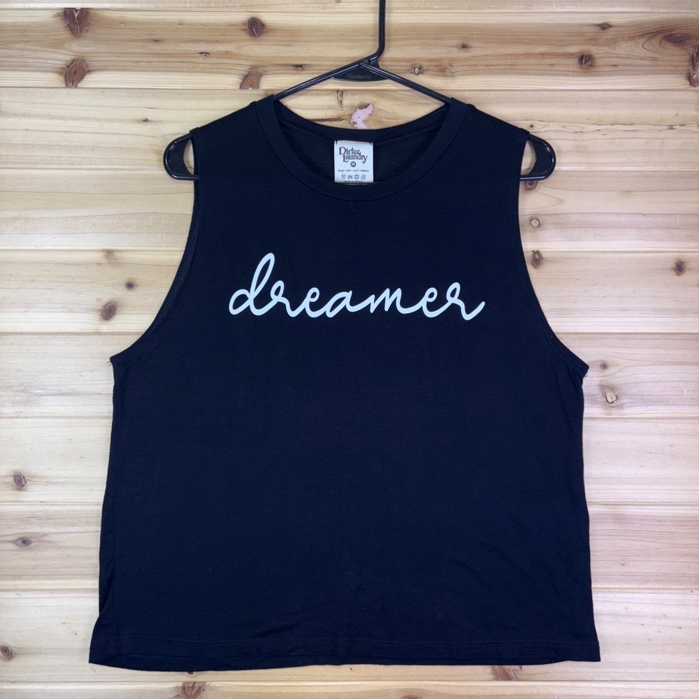 Dirtee Laundry Tank Top Womens Medium Black Dreamer Sleeveless T-Shirt